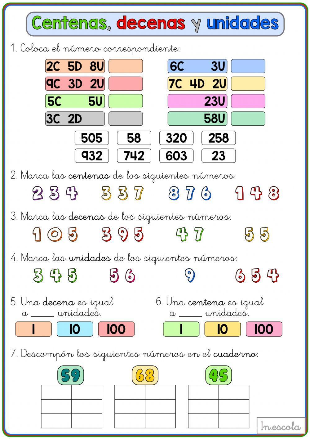 CENTENAS, DECENAS y UNIDADES