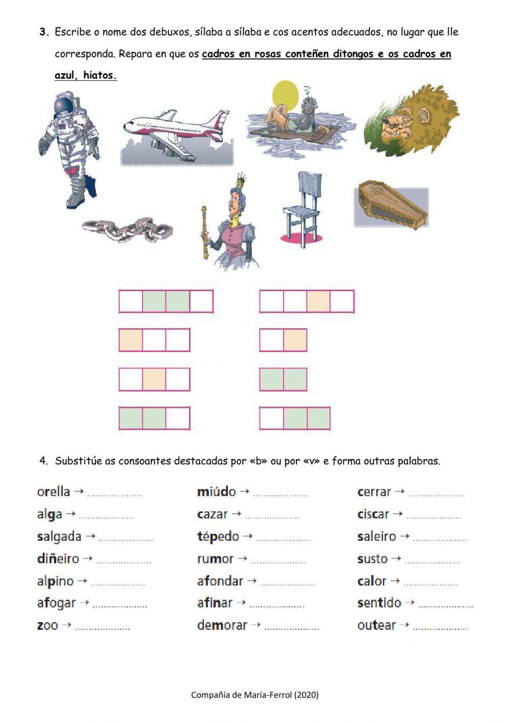 Ficha de repaso Lingua Galega 6ºEP