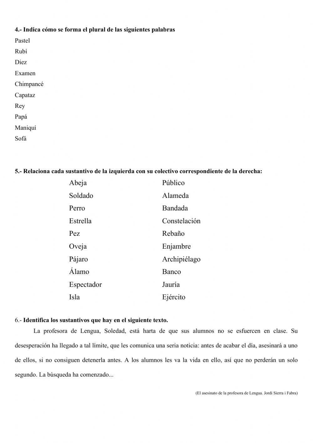 Repasamos el sustantivo