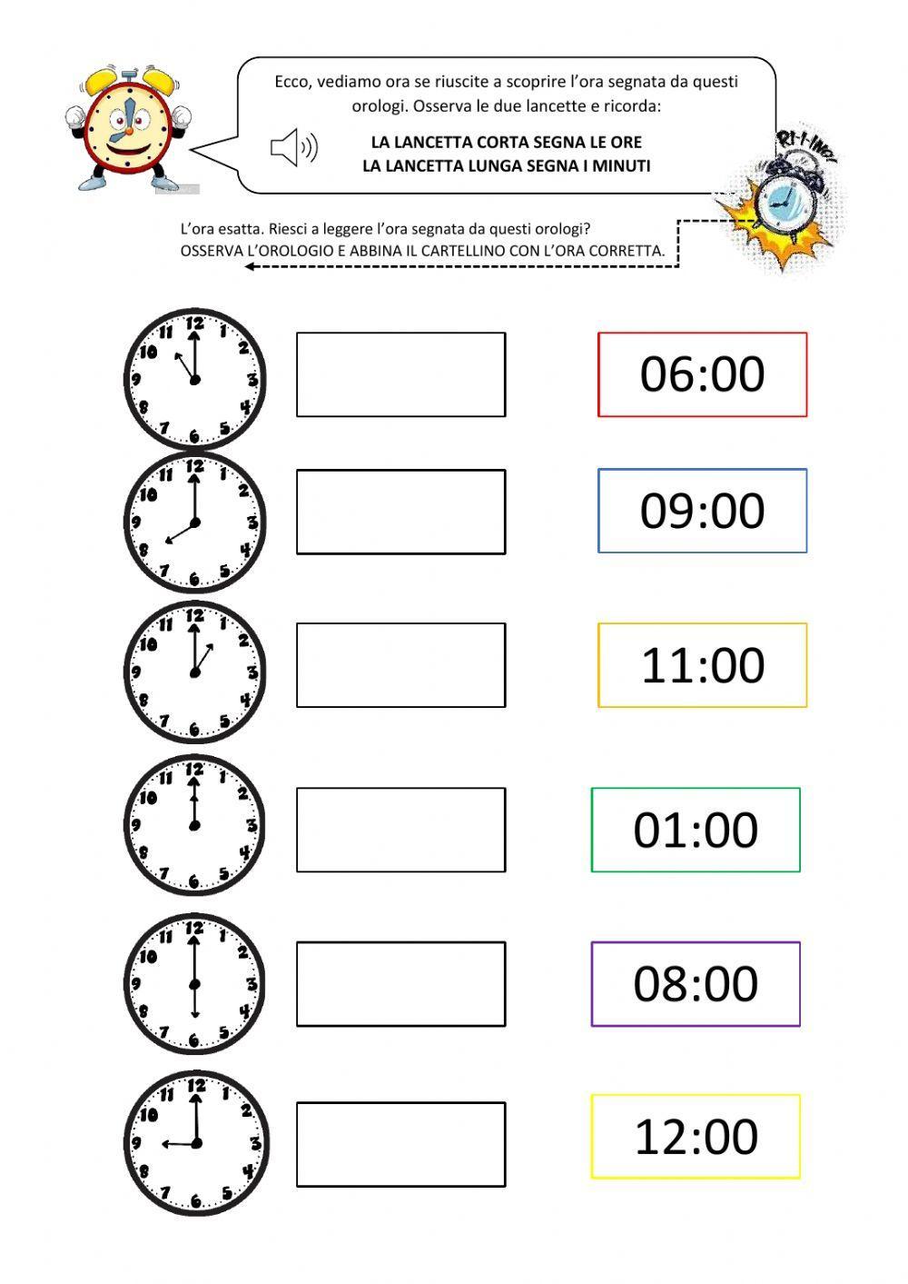 Esercizi con l'orologio Esercizi con l'orologio
