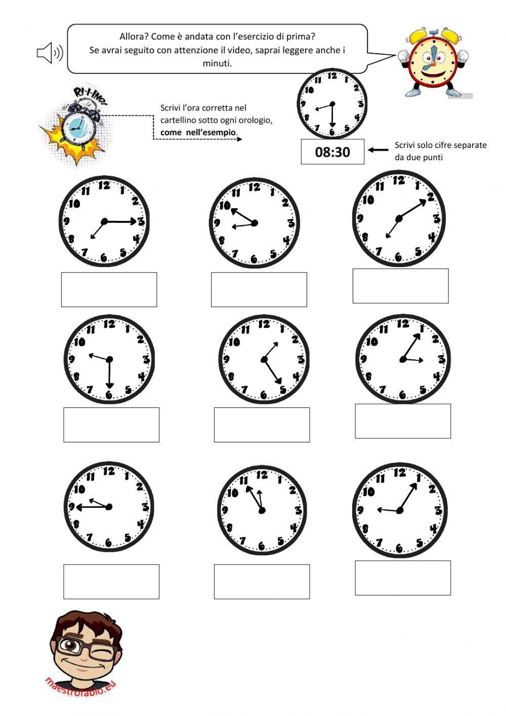 Esercizi con l'orologio Esercizi con l'orologio