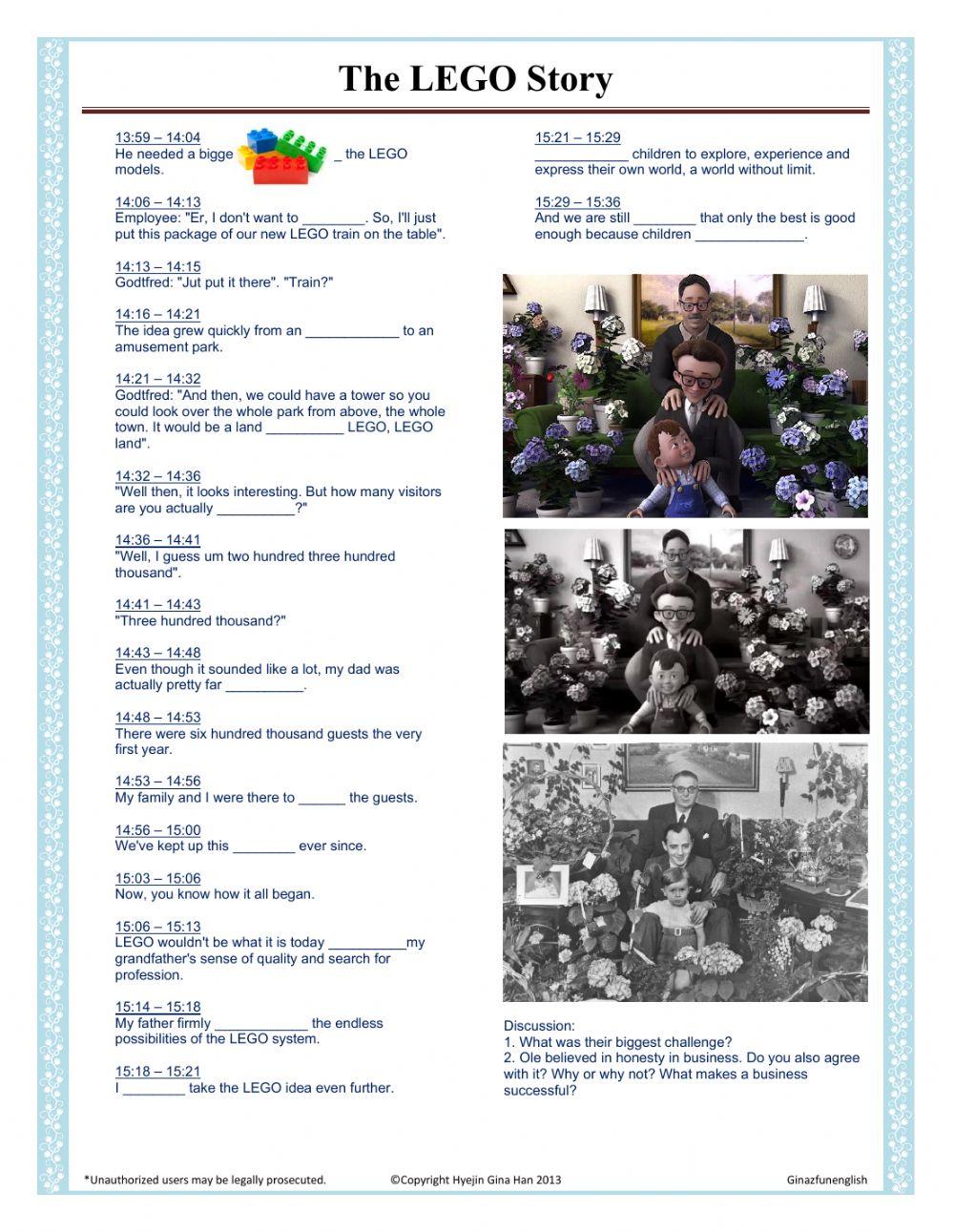 LEGO STORY FILL IN THE BLANKS