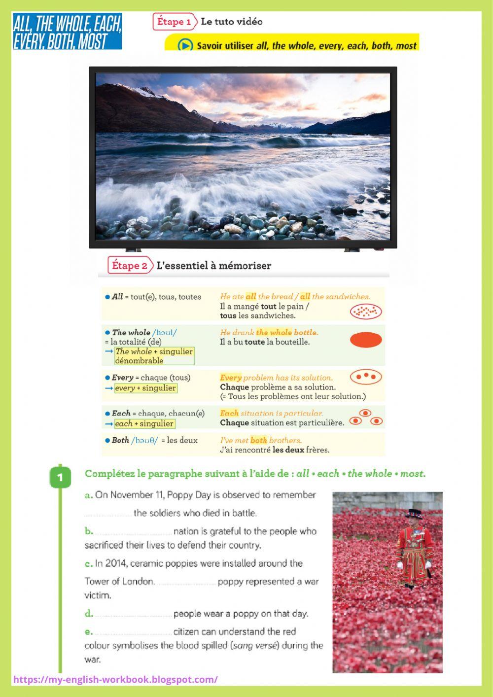 Quantifiers -all, whole, both