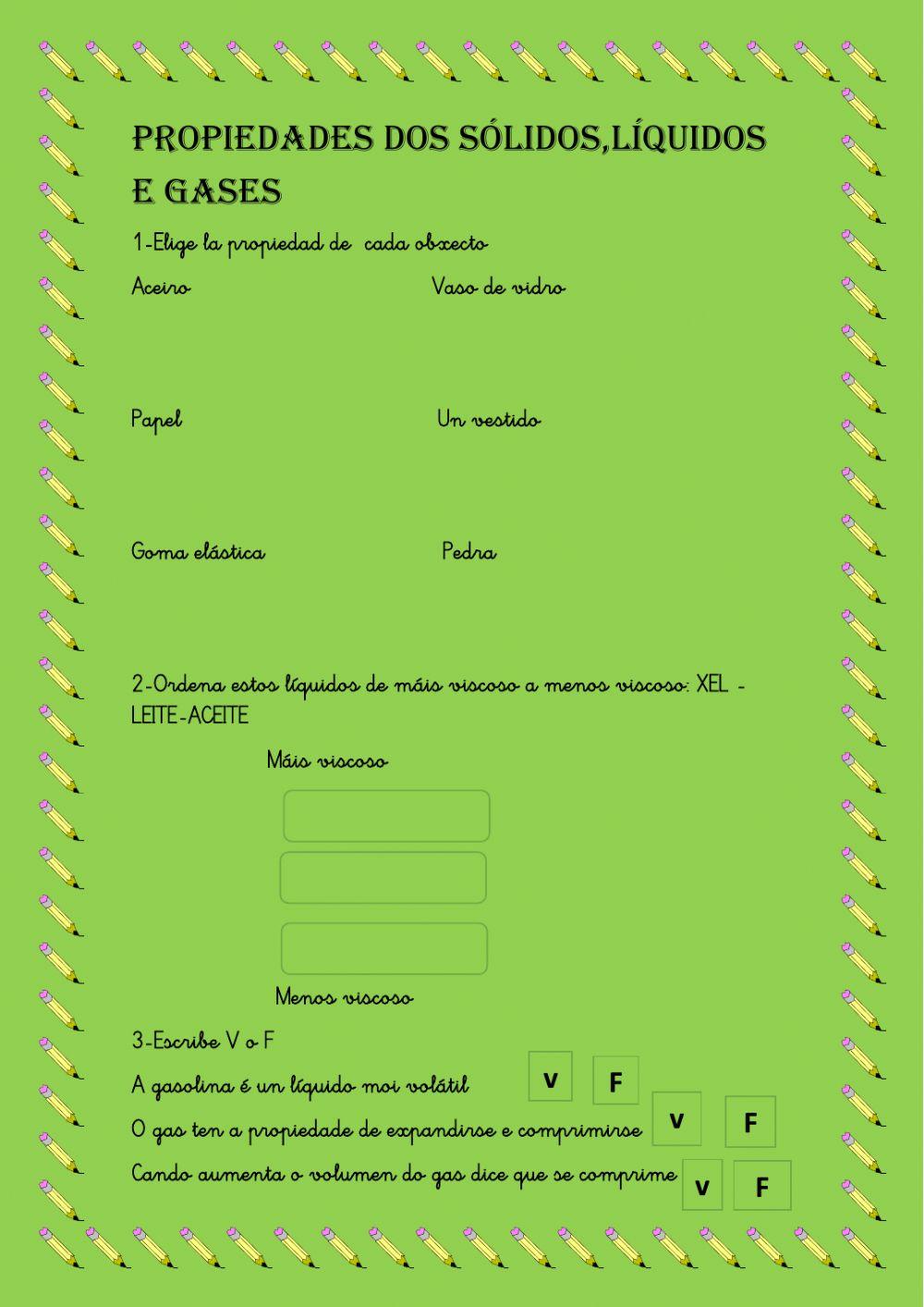 Propiedades de sólidos,líquidos e gases