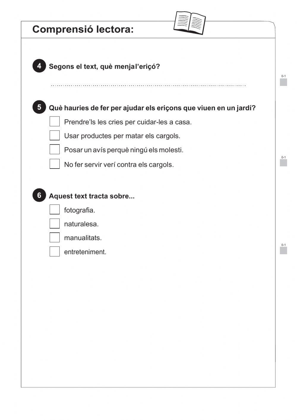 Comprensió lectora L'ERIÇÓ