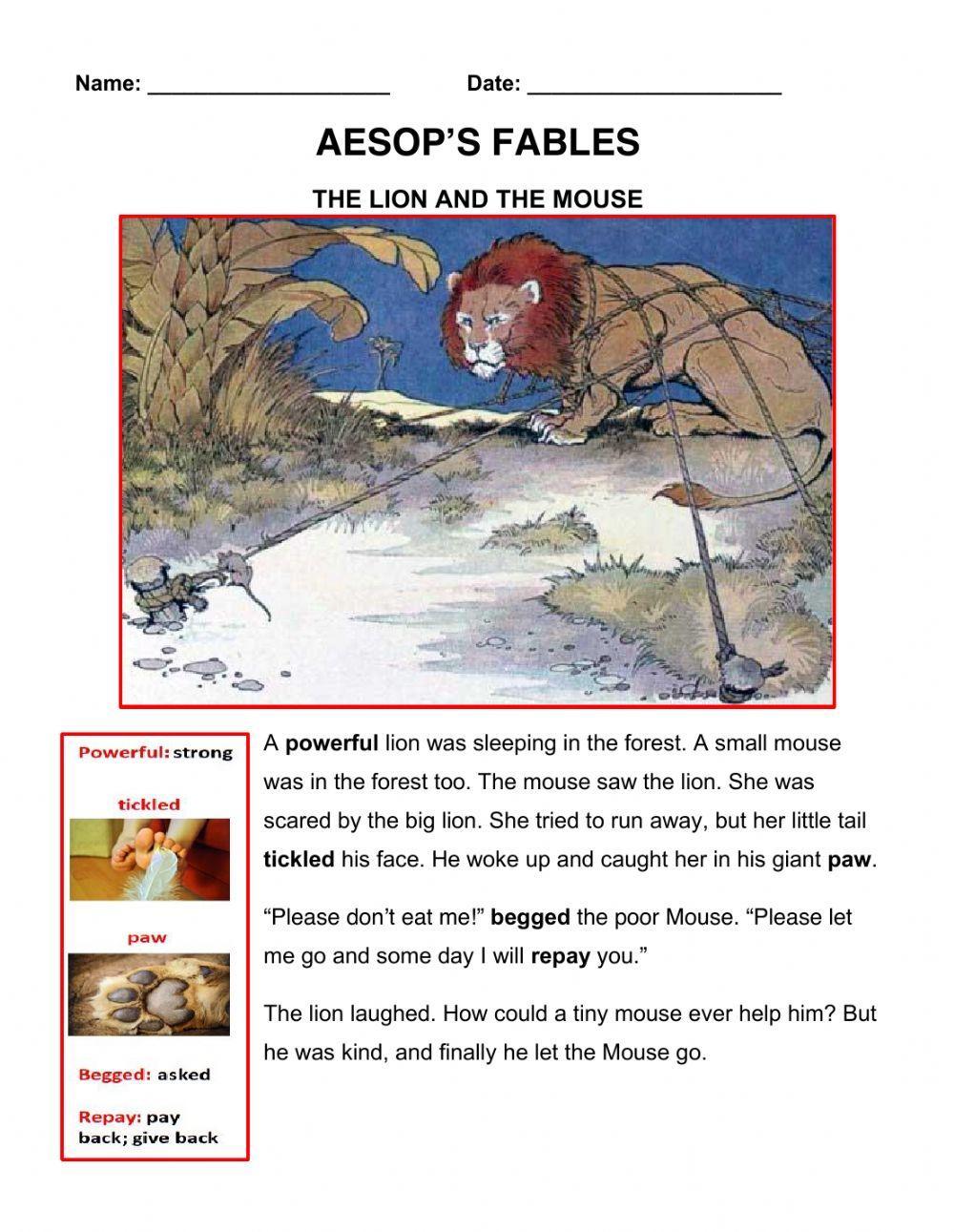 Aesop's Fables: The lion and the mouse