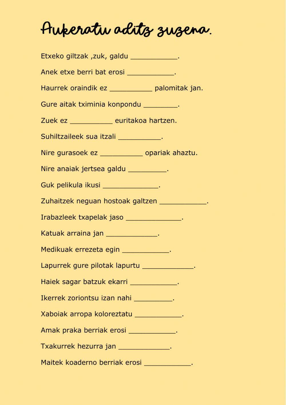 NOR edo NORK aditz laguntzailea