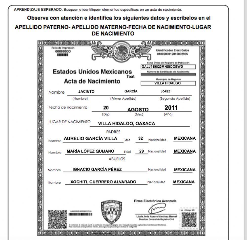 Acta de nacimiento