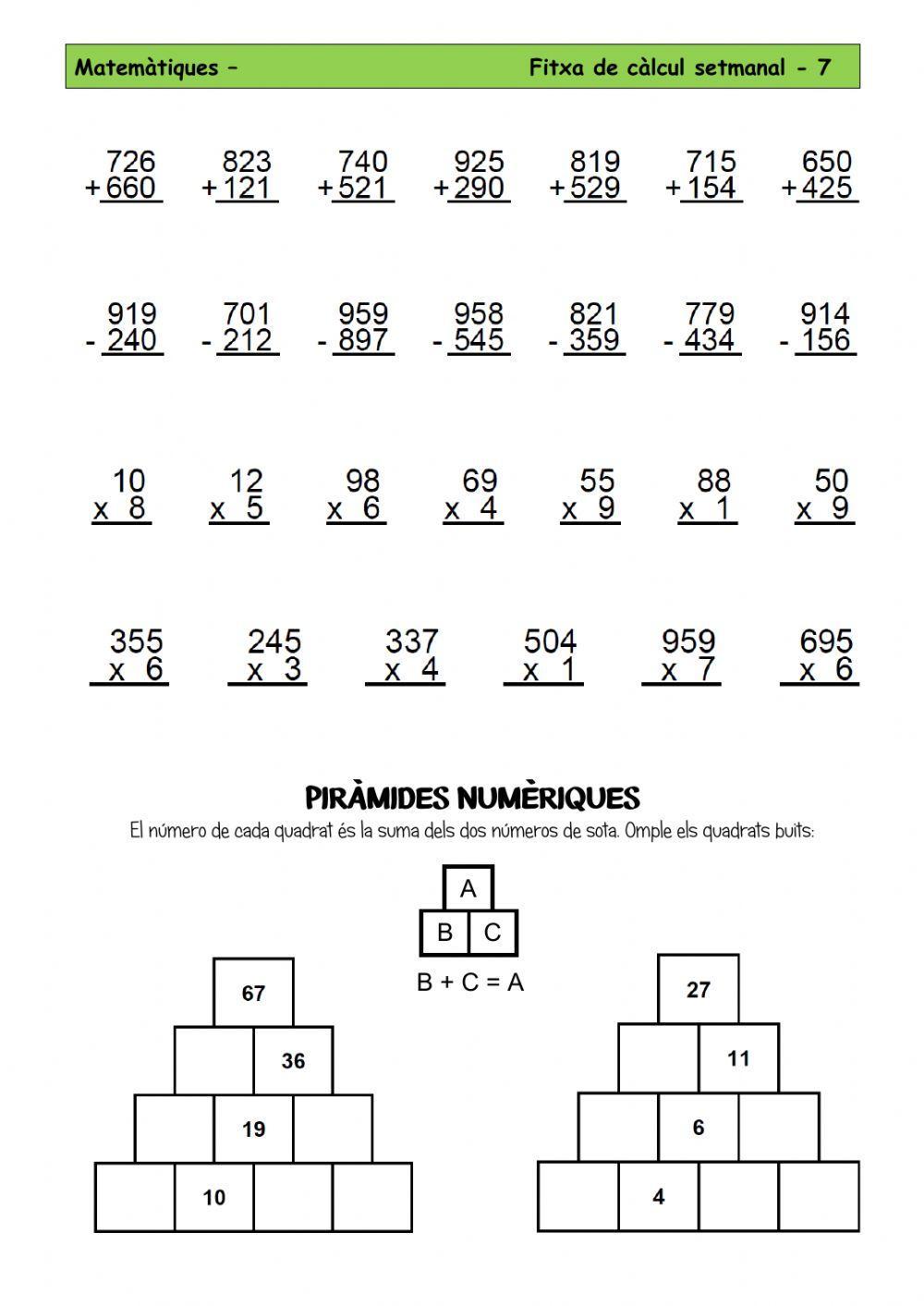 Fitxa de càlcul setmanal - 7