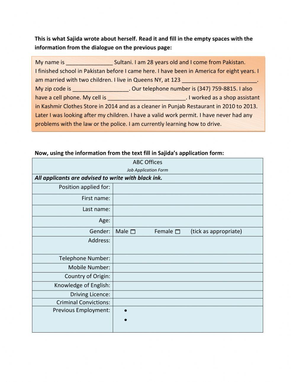 Asking for Application and Resume