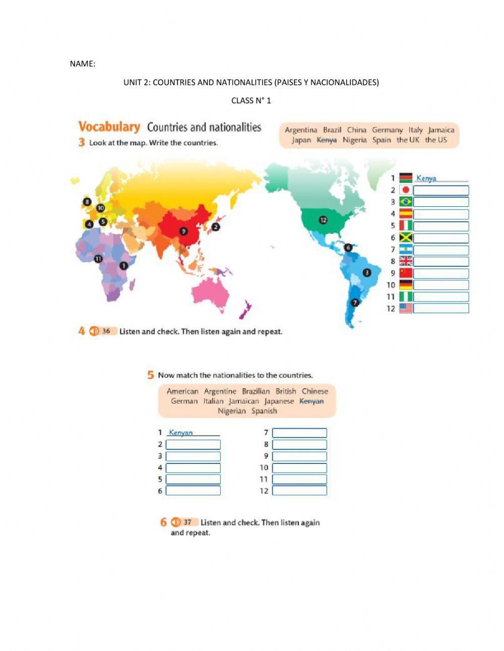 Countries and natonalities