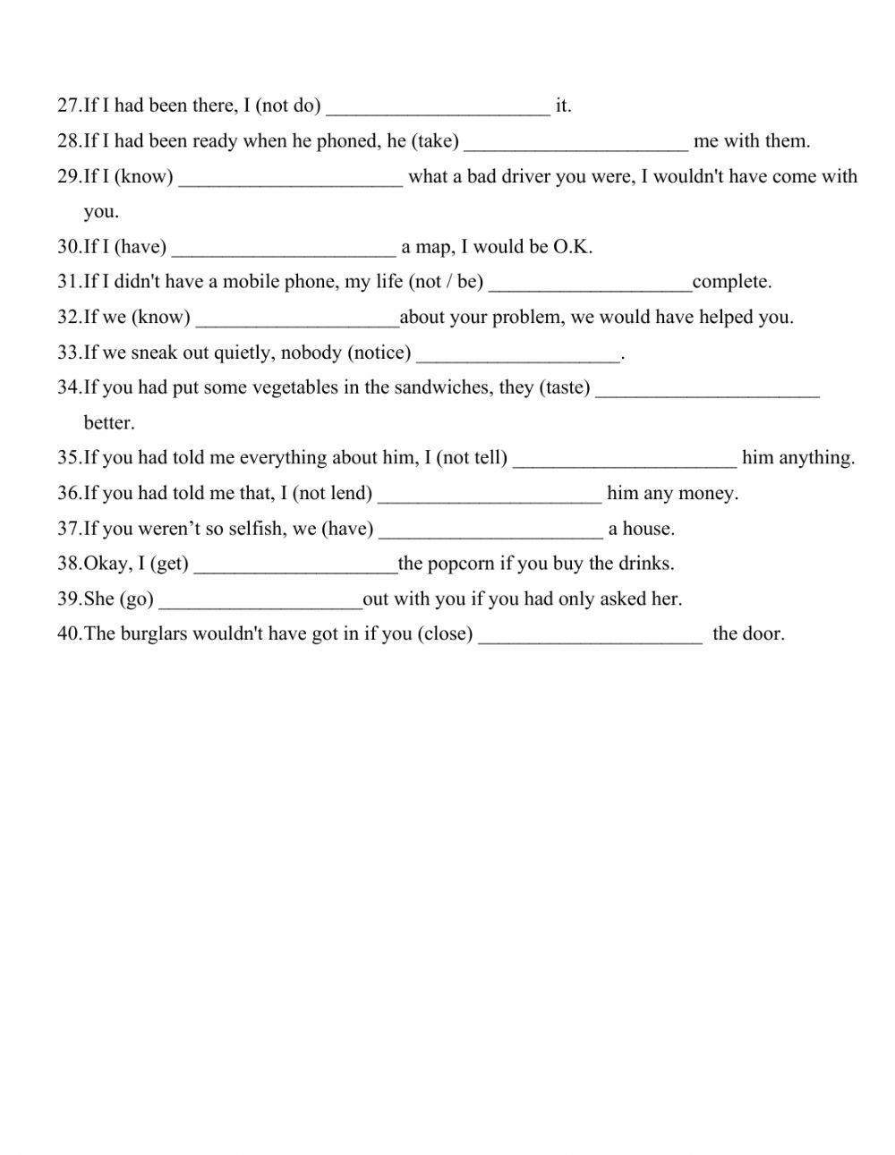 Conditional sentences: types 1, 2, 3