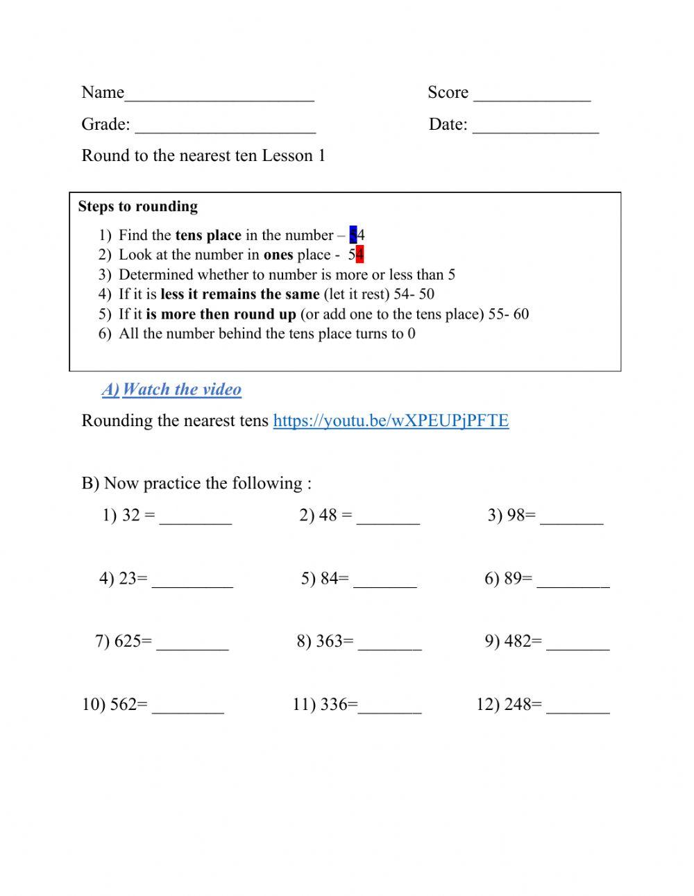 Rounding to the nearest tens