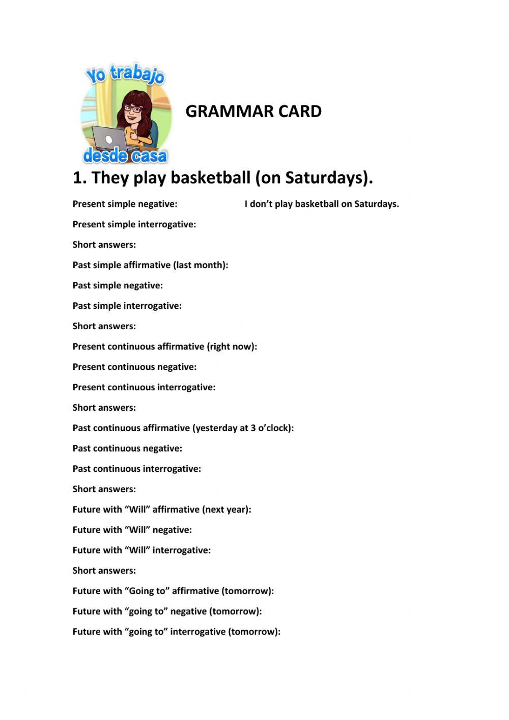 Grammar card