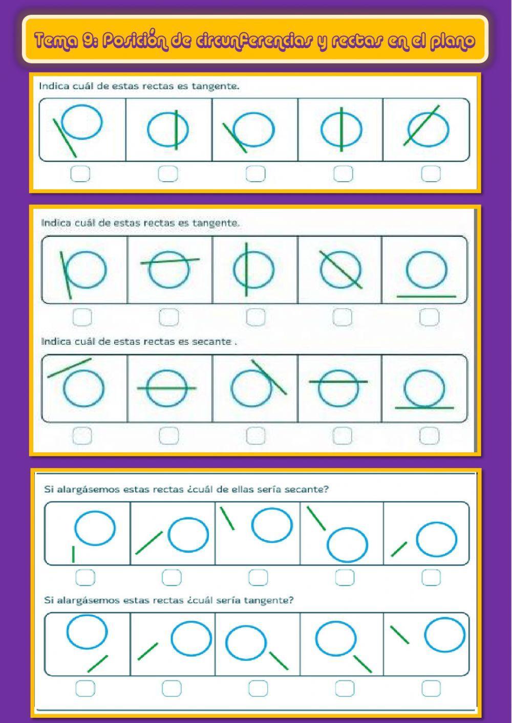 Posición de circunferencias y rectas en el plano