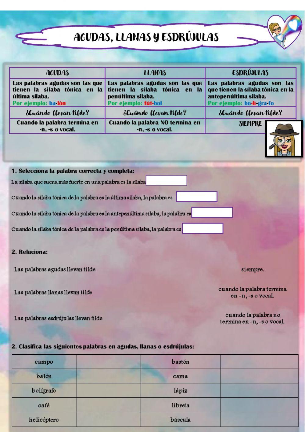 Agudas, llanas y esdrújulas