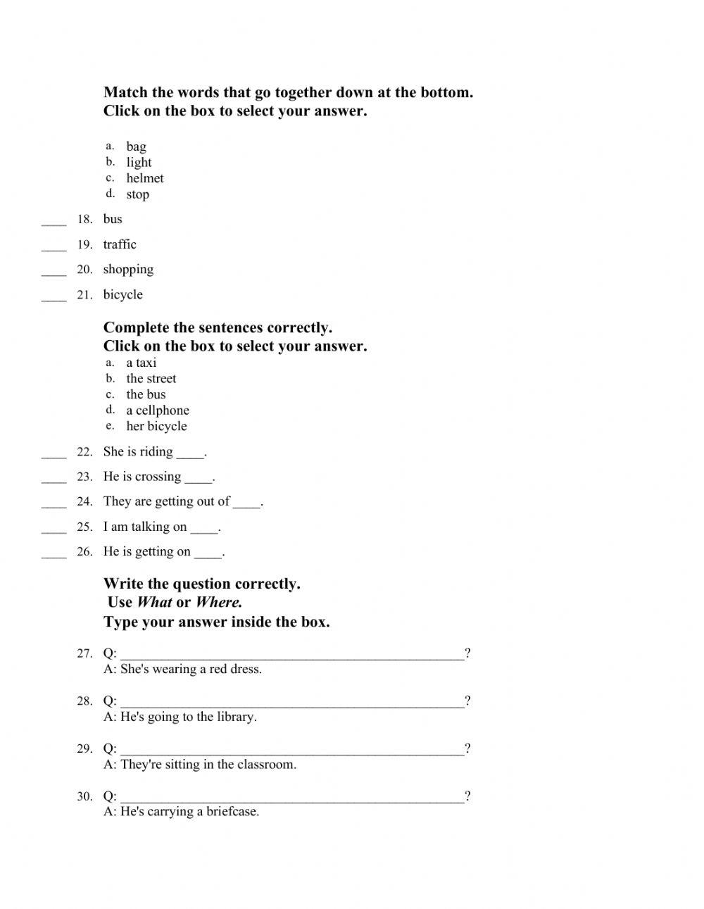 English In Action Unit 8 Test