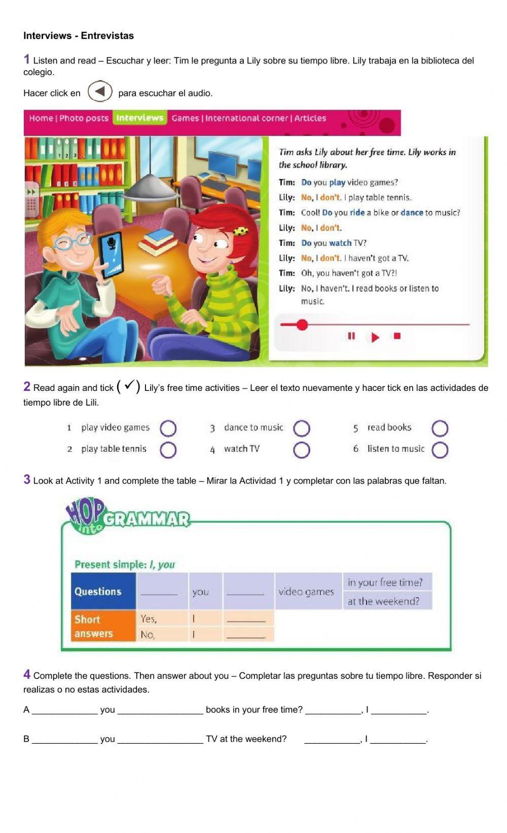 Free time activities