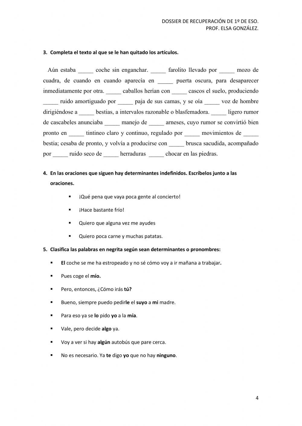 Dossier de recuperación 1ESO gramática