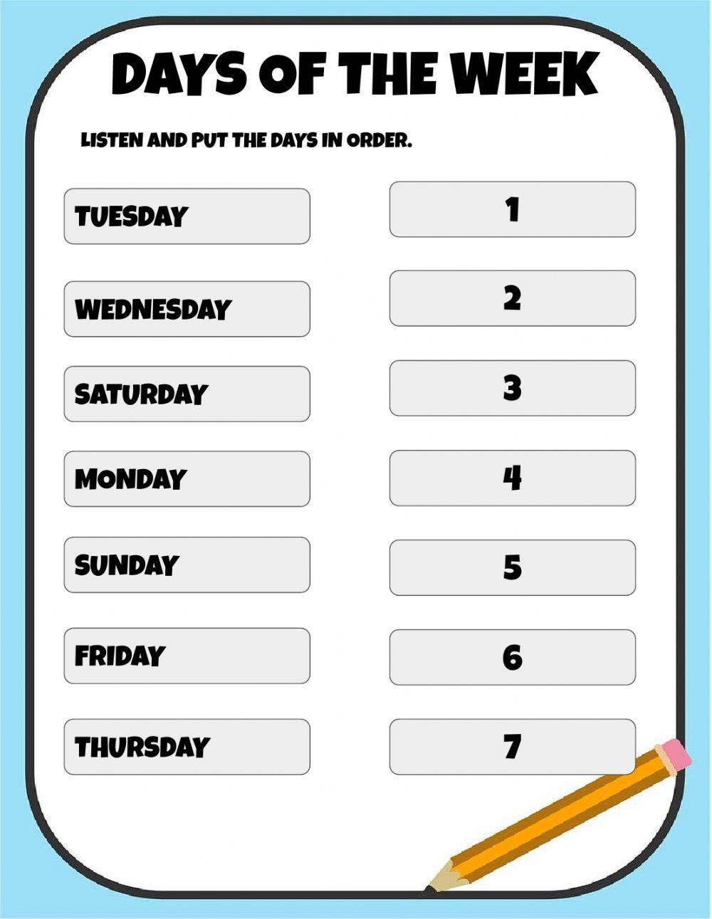 DAYS OF THE WEEK LISTENING 5632966 Aranlo Live