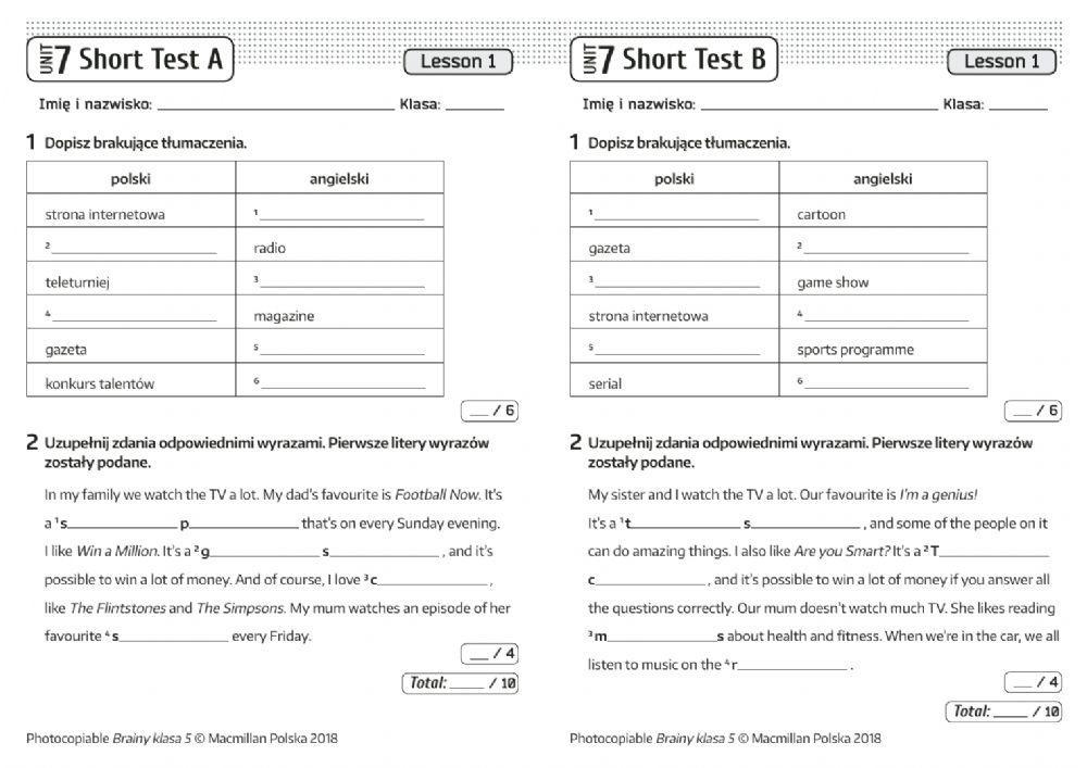 Brainy Klasa 5 ćwiczenia Odpowiedzi Brainy 5 unit 7… | Free Interactive Worksheets | 5636995