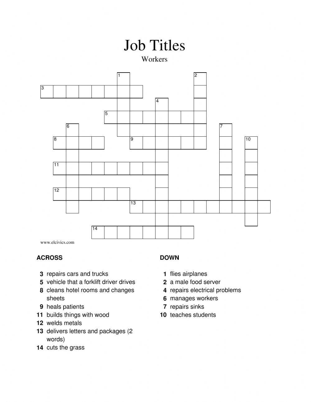 Job Title Crossword