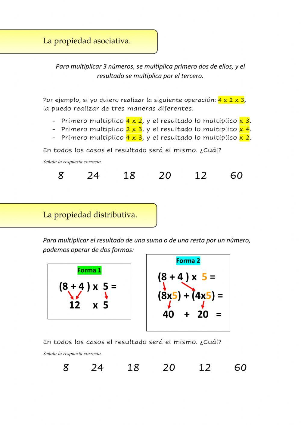 Propiedades de la multiplicación