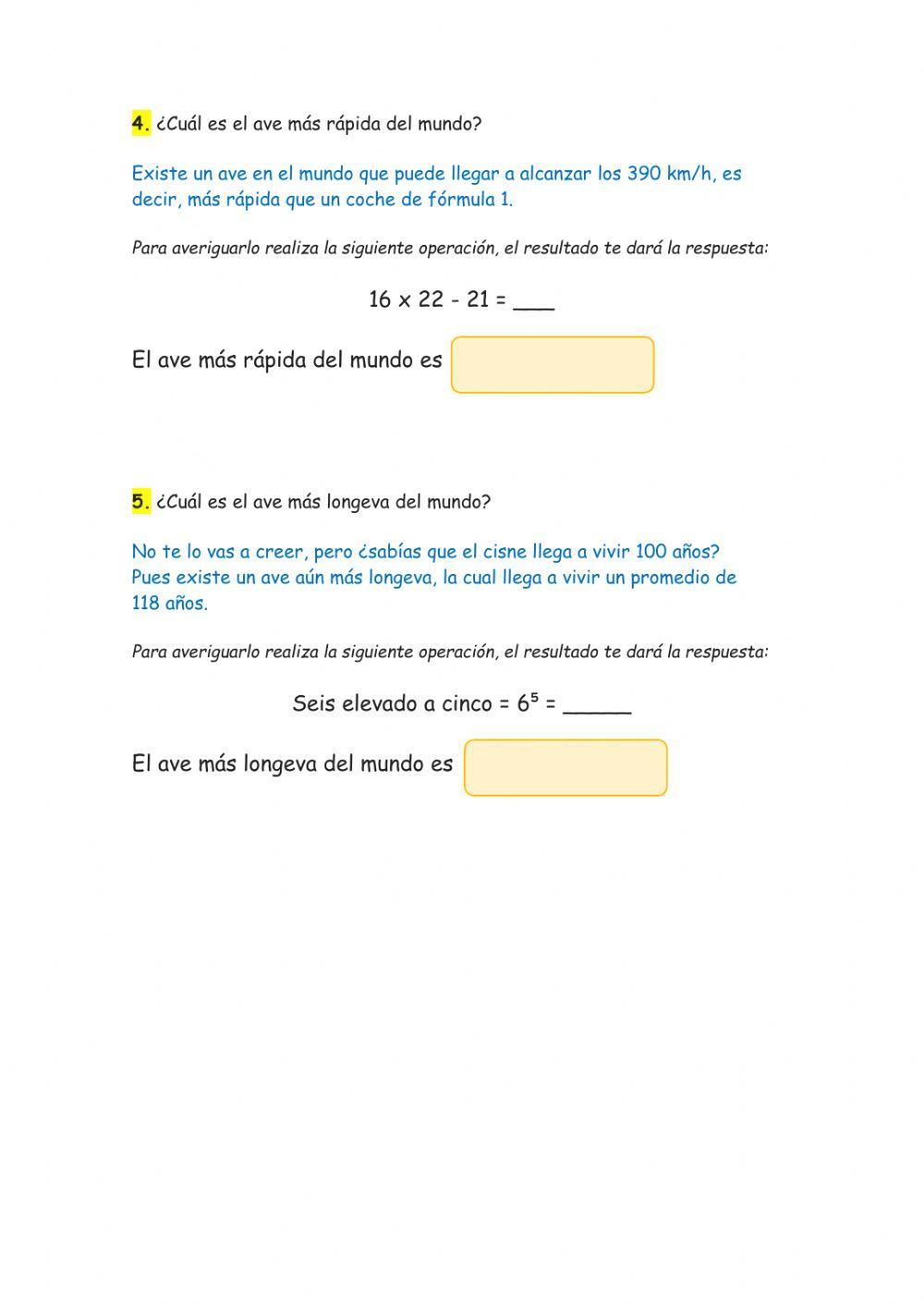 Matemáticas y las aves