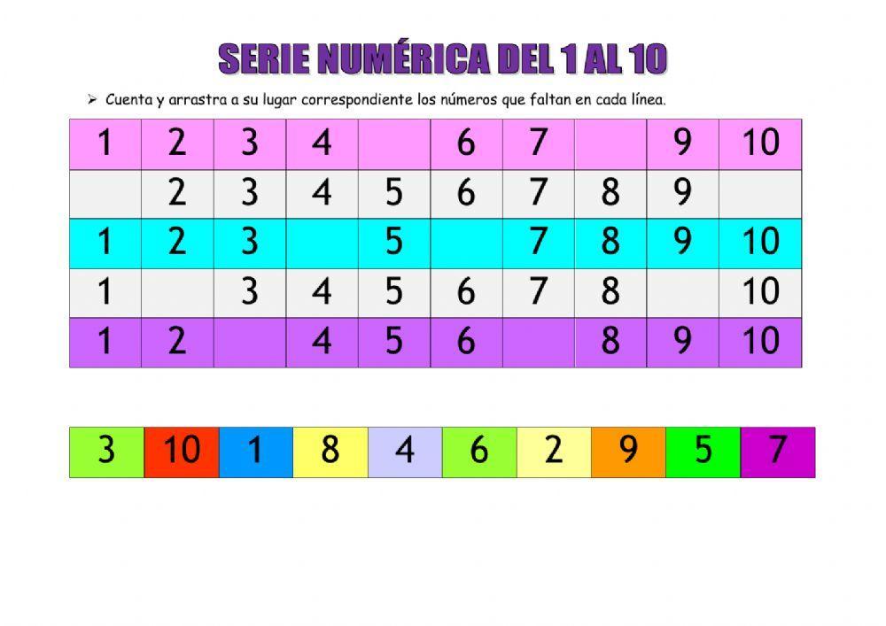 Serie numérica del 1 al 10