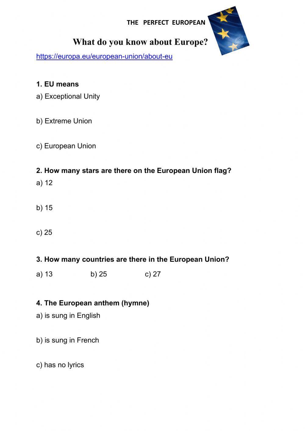 Quizz about the European Union