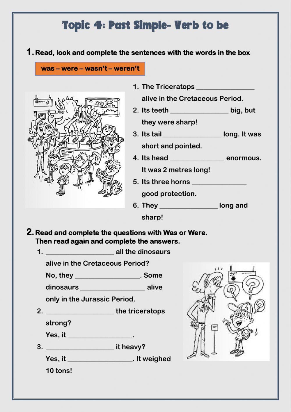 Dinosaurs & Simple Past - Verb to Be