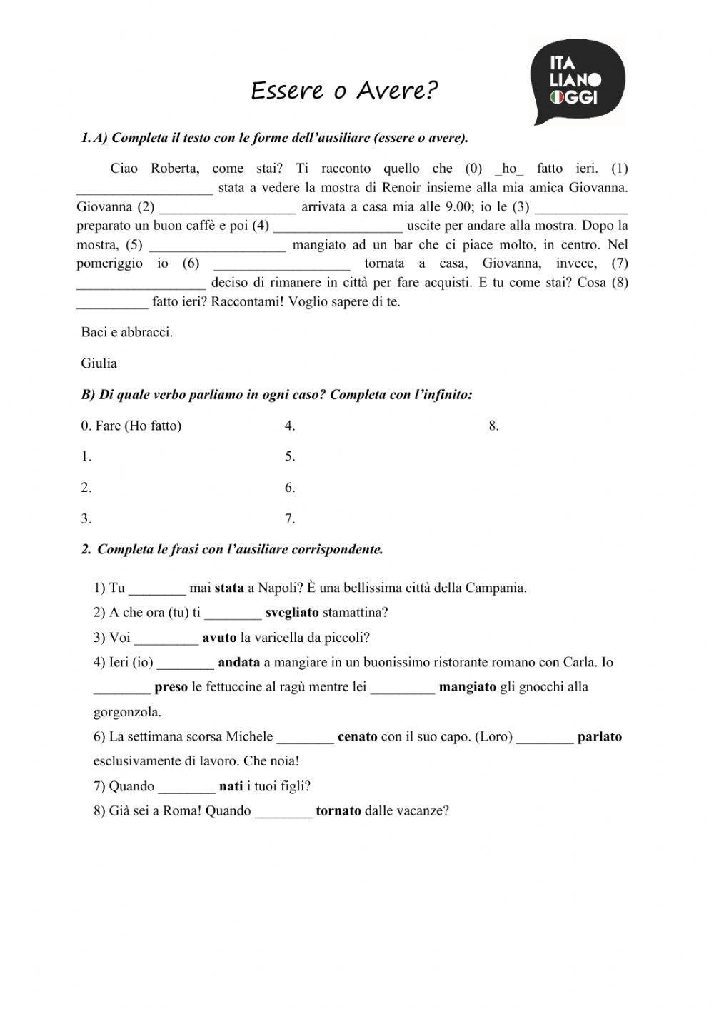 Ausiliari essere - avere