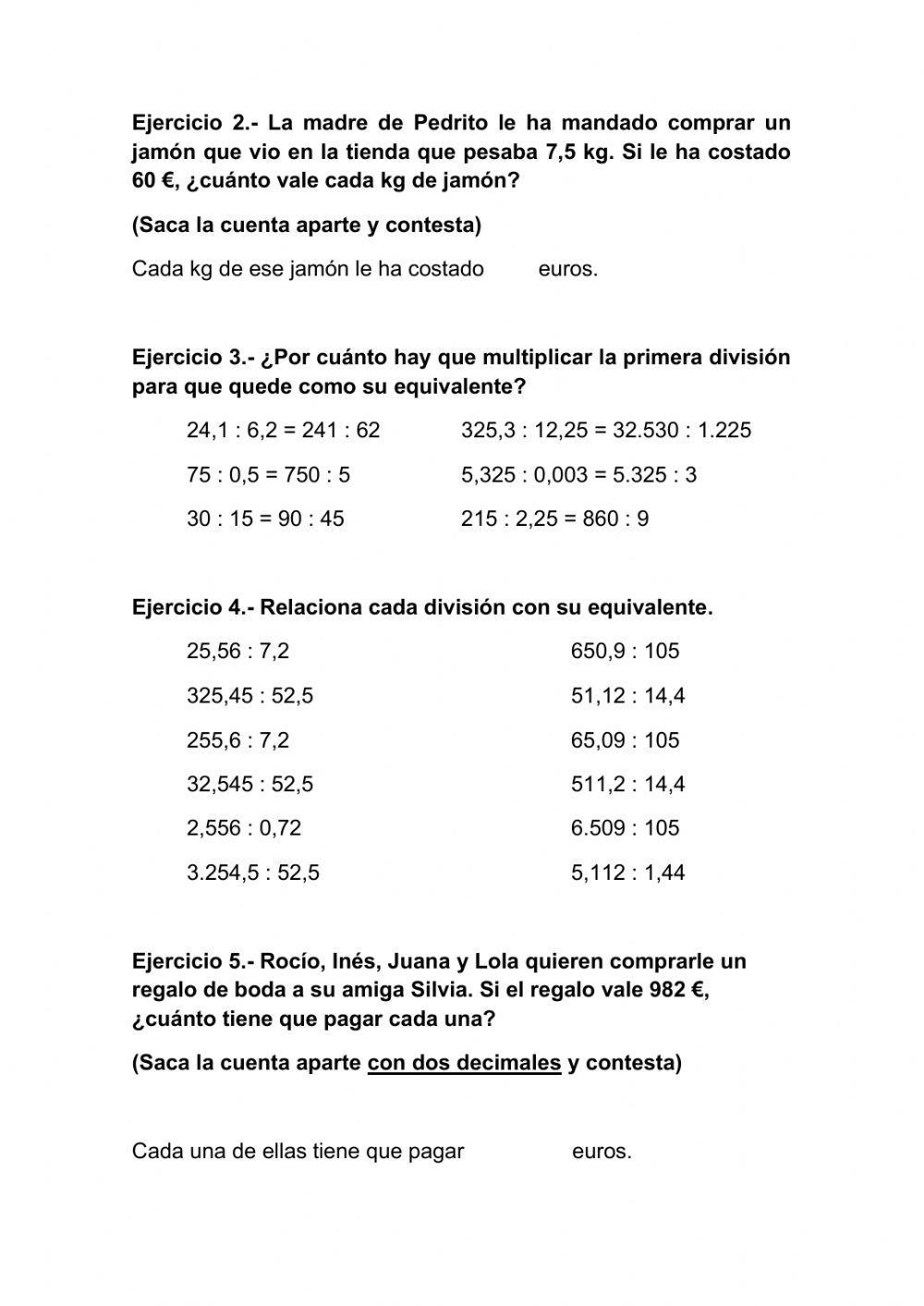 Divisiones equivalentes
