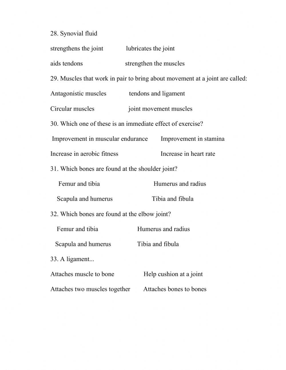 Skeleton Joints Movement online exercise for Live Worksheets