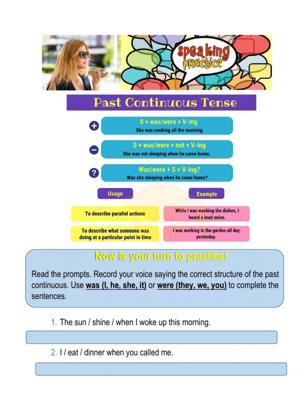 Past continupus speaking practice