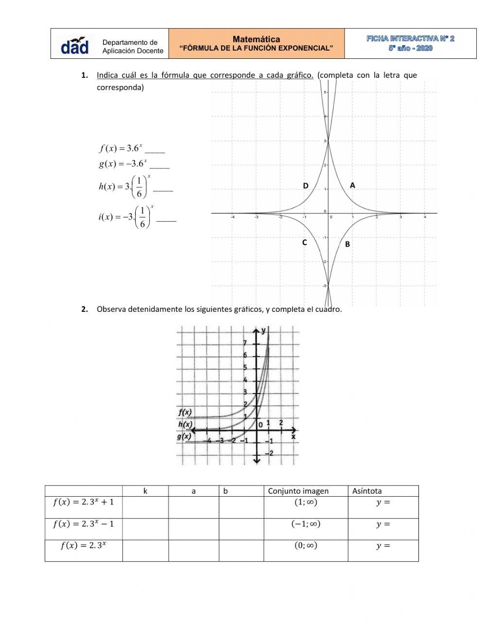 Fórmula de la func. Exponencial
