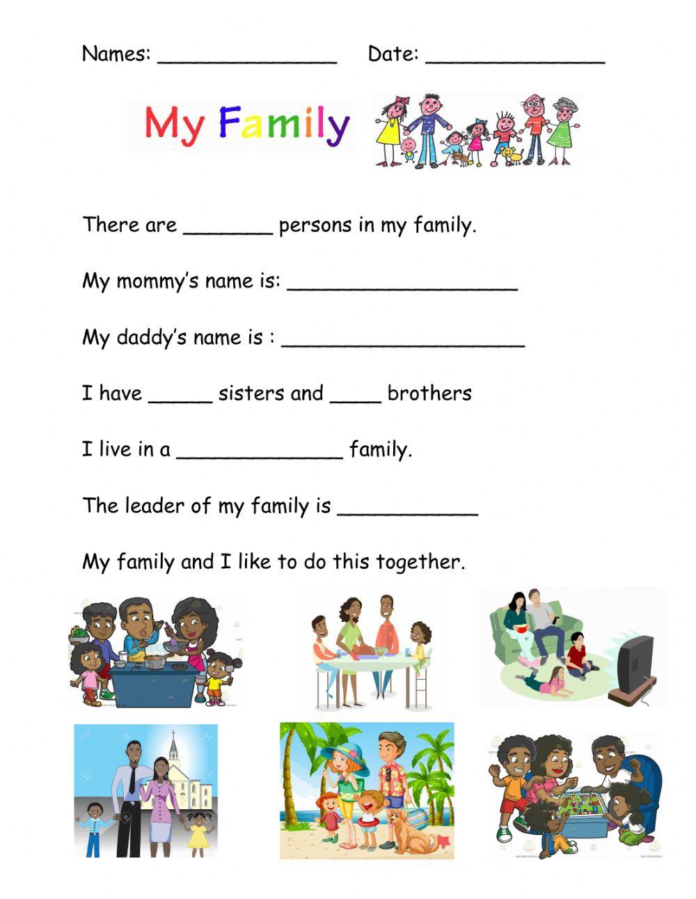 My Family | Free Interactive Worksheets | 180044, image size:1000x1291
