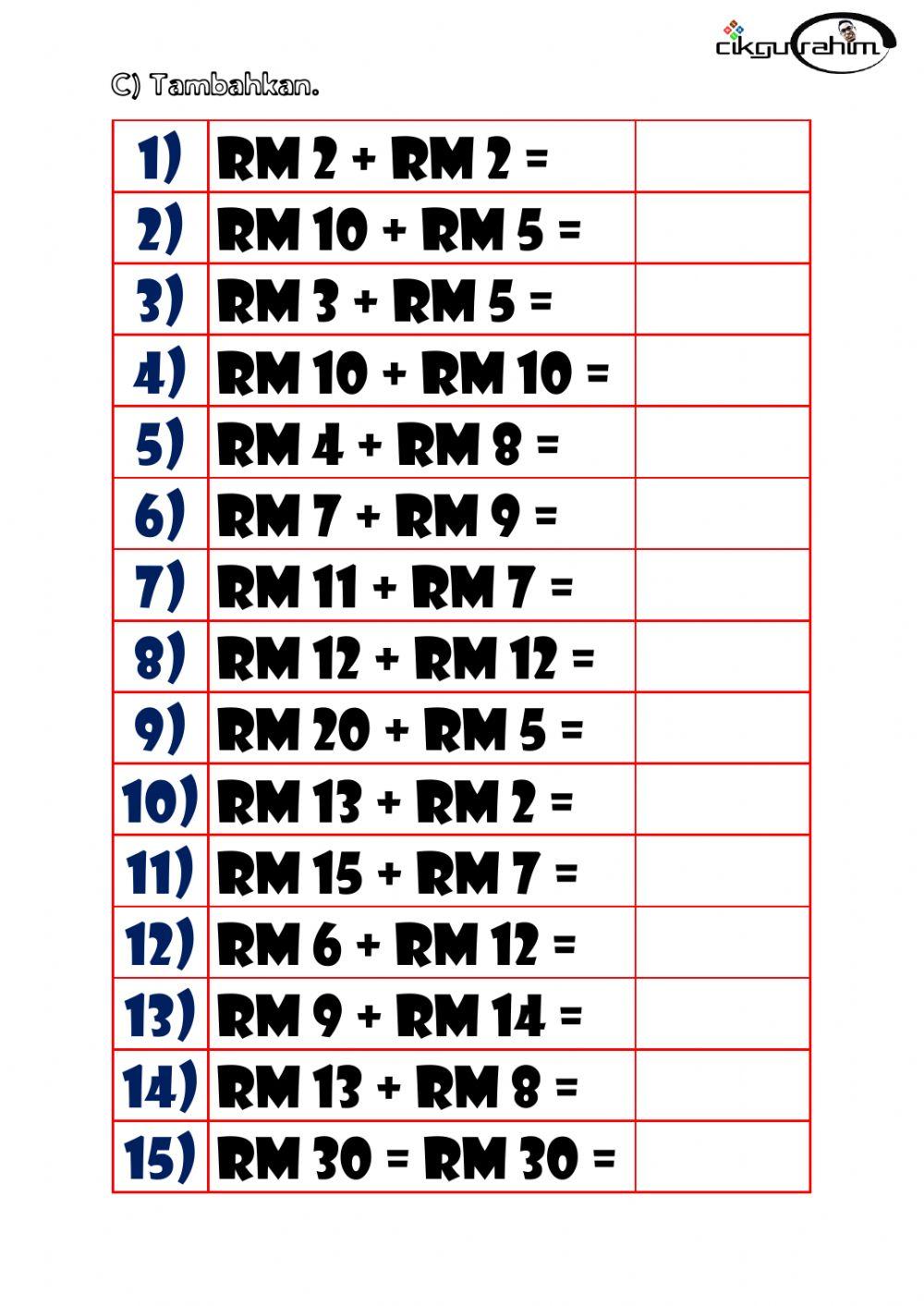 Latihan wang tahun 1