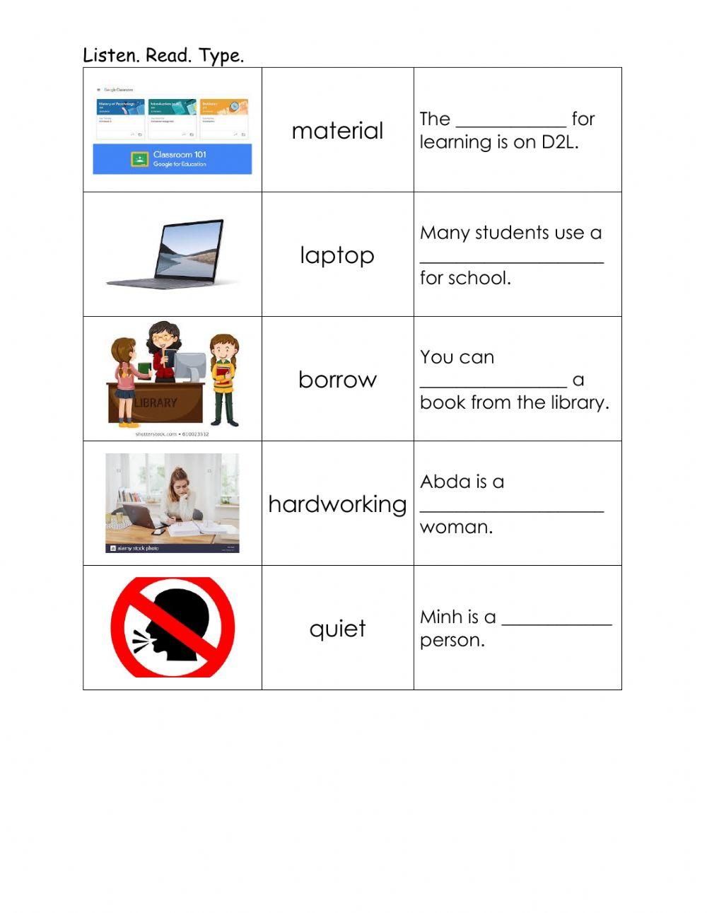Spelling words A New Class Online