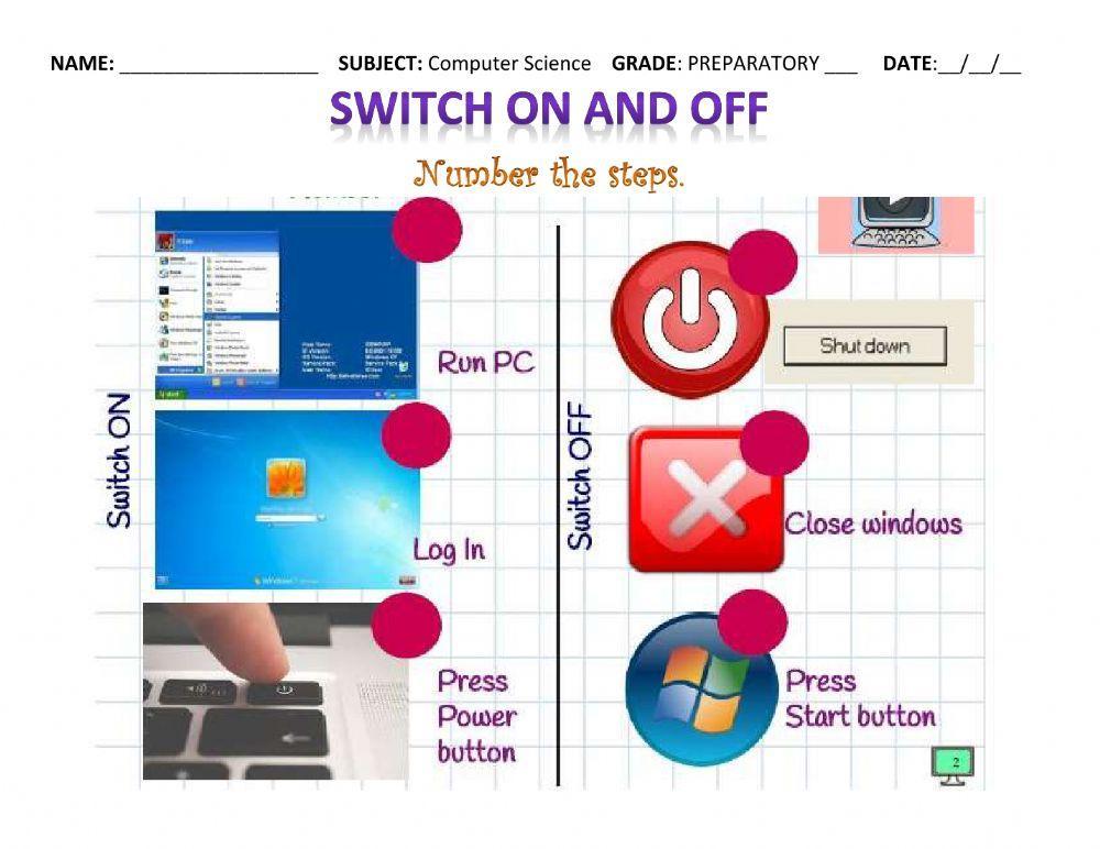 Switching on and off the computer