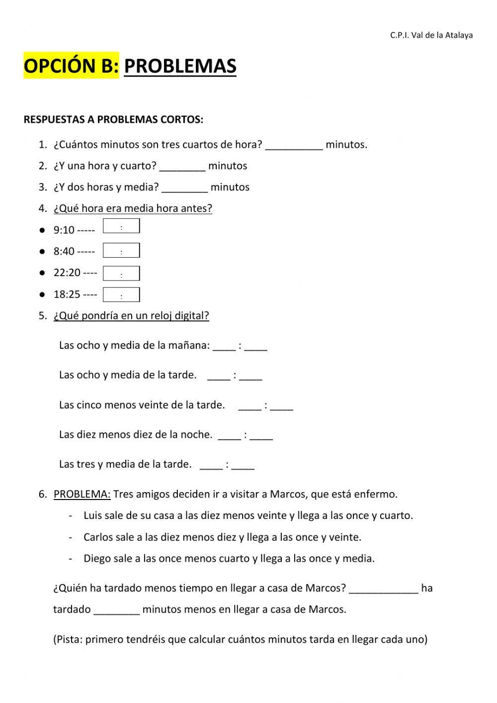 Problemas:unidades de tiempo