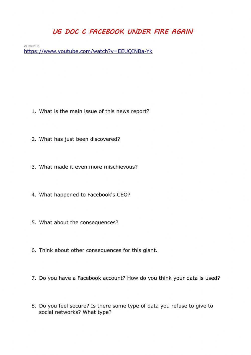 U6 Facebook under threat