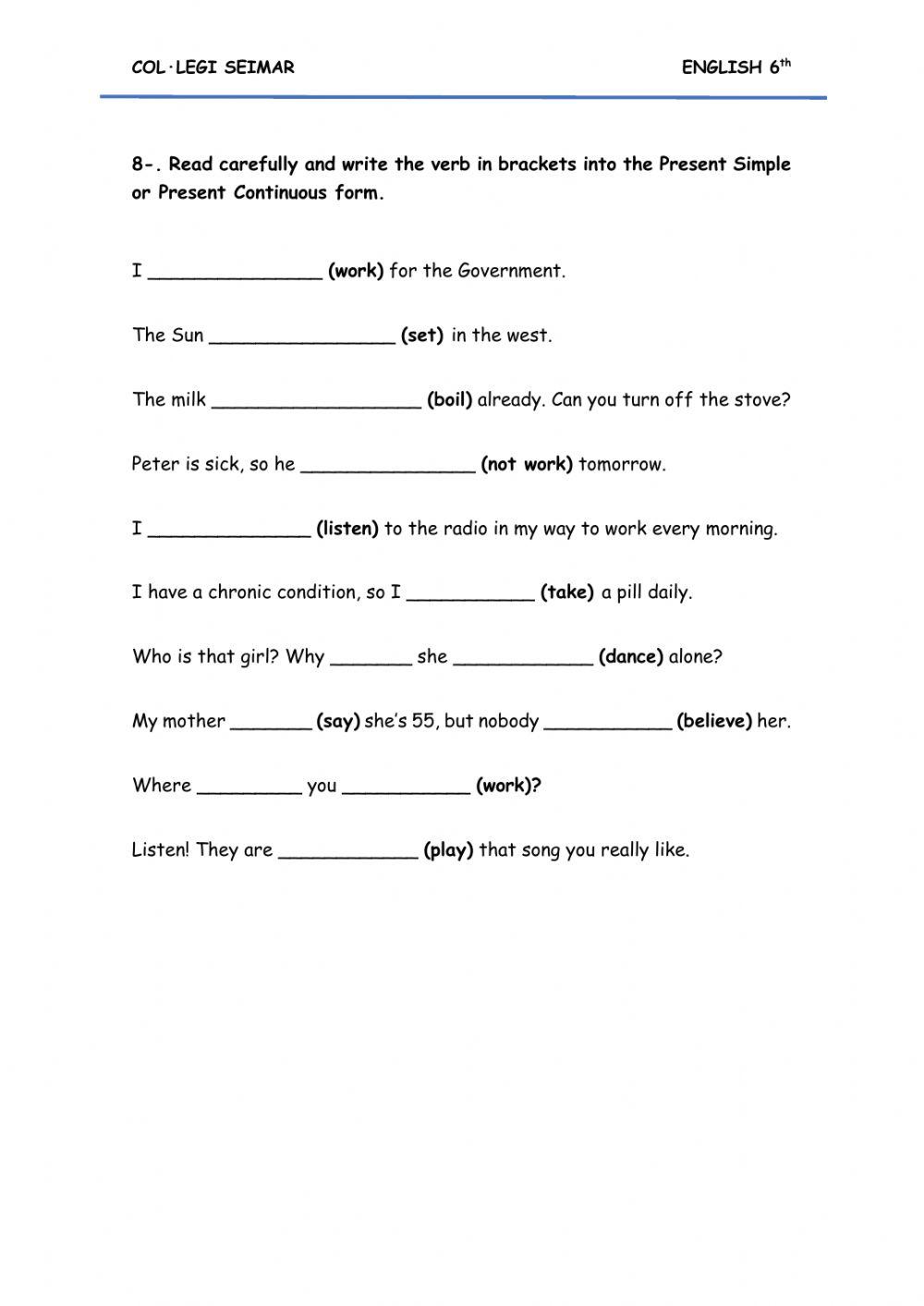 Present simple vs Present Continuous
