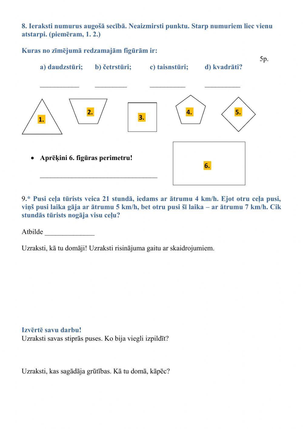 Noslēguma PD matemātikā 4.klasei