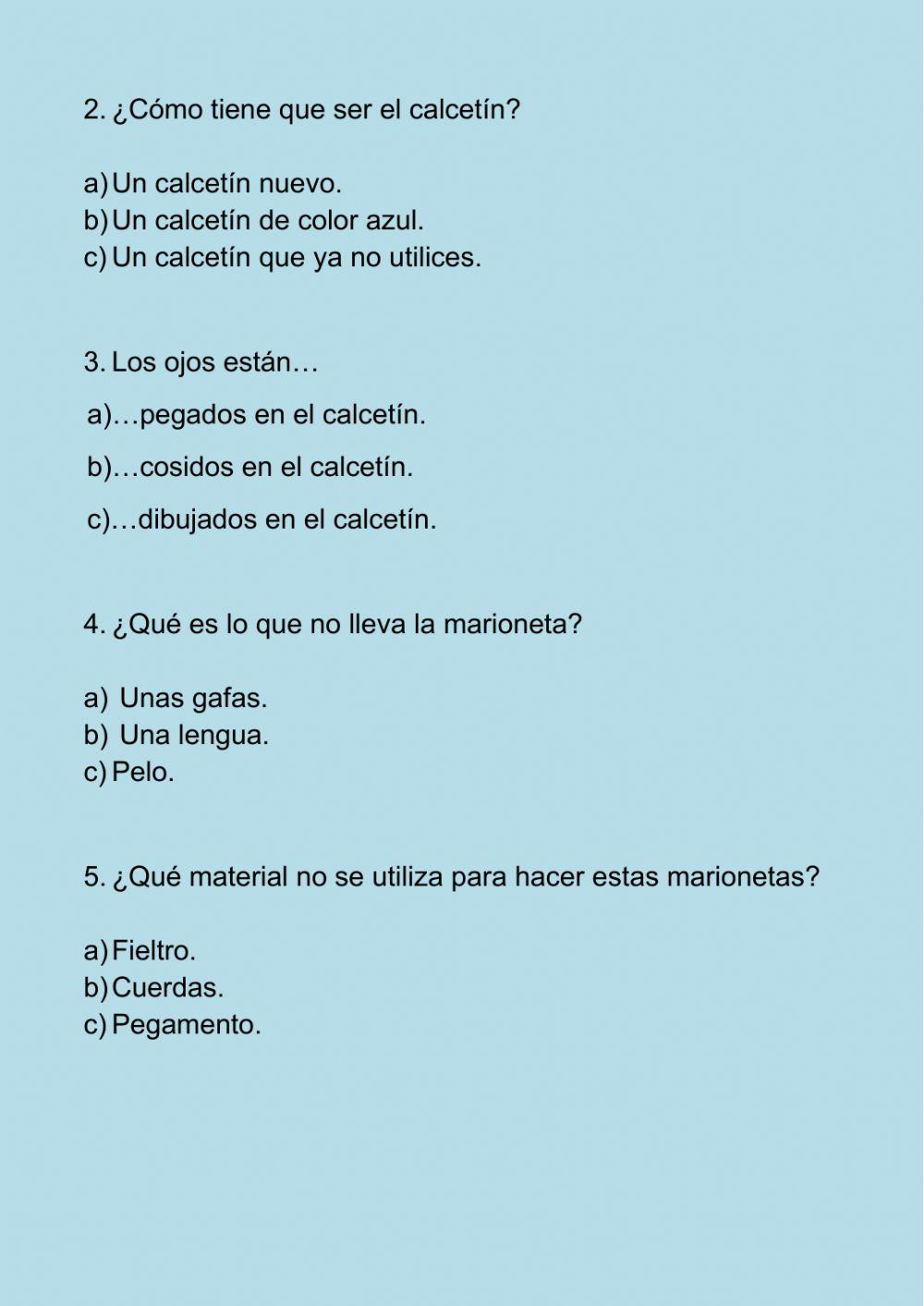 Comprensión lectora de unas instrucciones