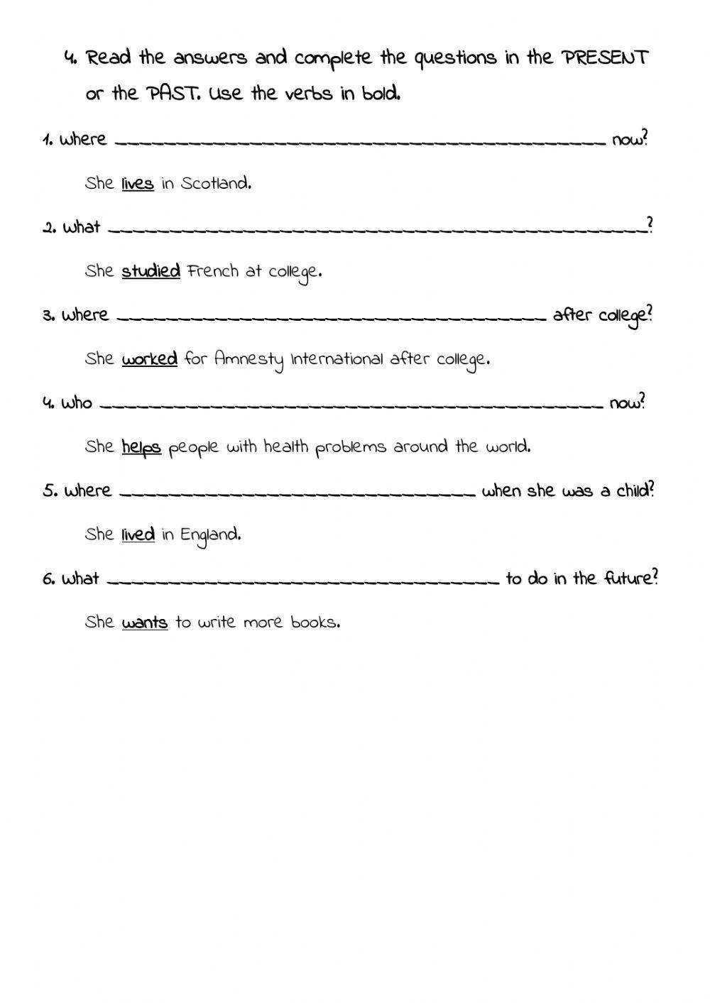 Ejercicios past simple