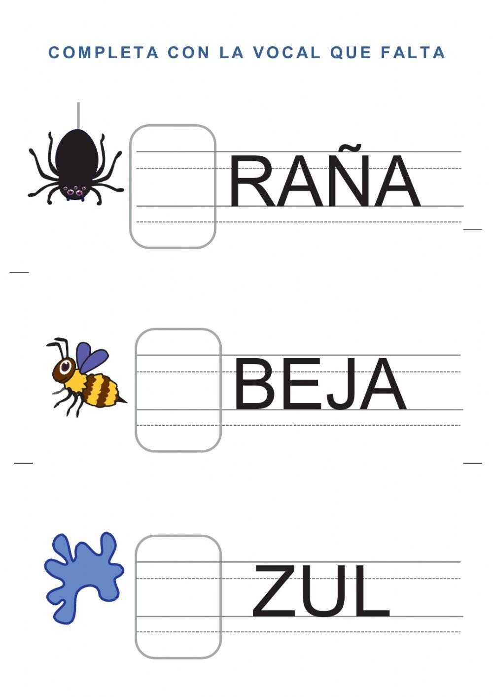 Completa con la vocal que falta