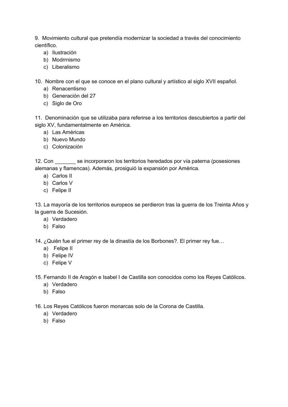 Actividades repaso ii edad moderna 5º