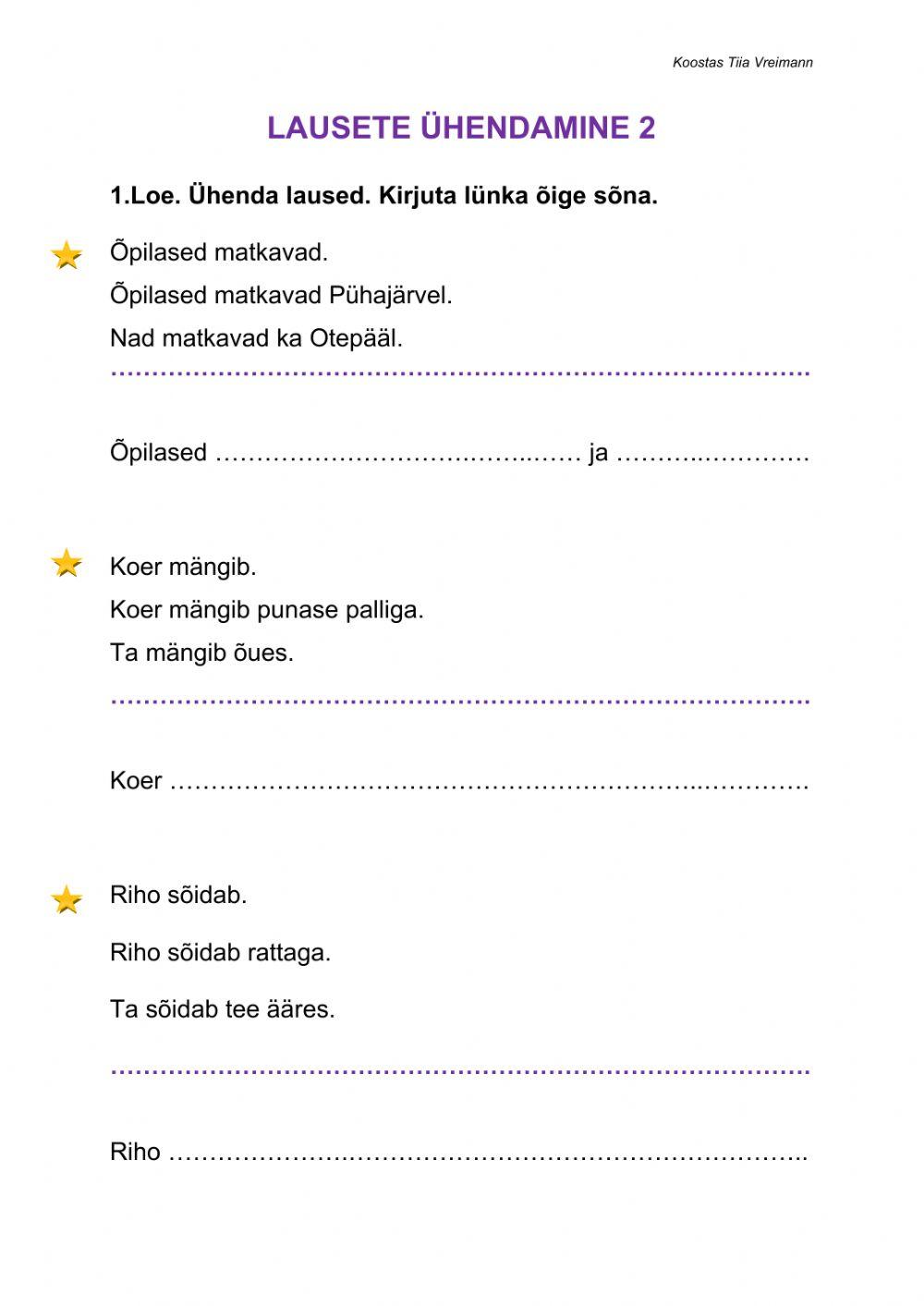 Lihtlause. Lausete ühendamine.