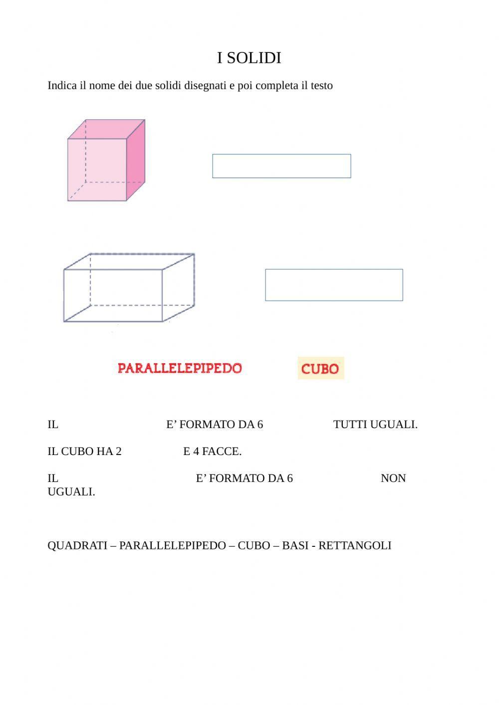 I solidi : cubo e parallelepipedo